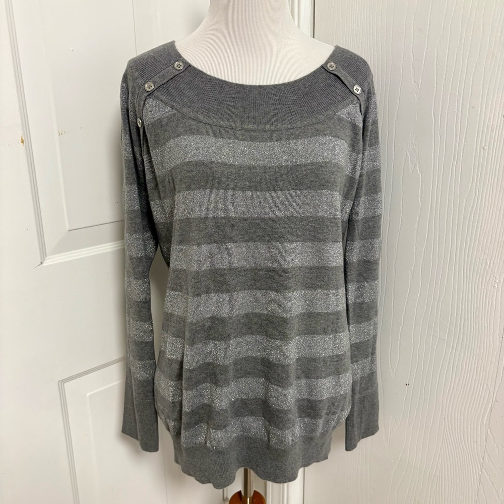 Cache Metallic Striped Sweater K2